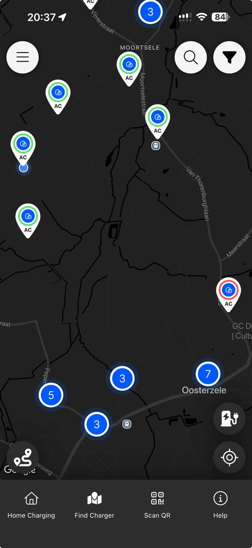 Blulinc-app, donker thema